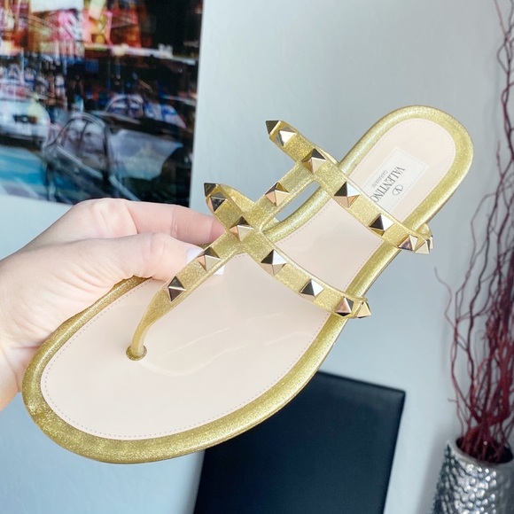COPY - NWT Valentino Rockstud Gold Jelly Slides - Picture 11 of 16